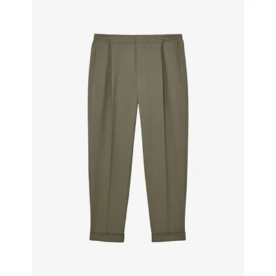 Reiss Mens Sage Brighton Tapered-leg Stretch-woven Trousers In Green