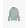 Reiss Mens Sage Green Melange Blackhall Zip-neck Long-sleeve Merino-wool Jumper Xs