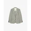 REISS MENS SAGE GREEN STACK SINGLE-BREASTED WOOL-BLEND BLAZER
