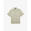 Reiss Mens Sage Green Waver Wave-pattern Woven Shirt Xl