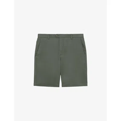 Reiss Mens Sage Green Wicket Straight-leg Stretch-cotton Chino Shorts In Multi