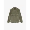 Reiss Tucci Stretch Corduroy Overshirt In Sage