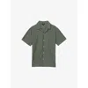 Reiss Sampson Textured Stripe Camp Shirt In Sage