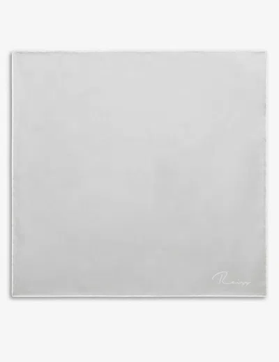 Reiss Mens Silver Ceremony Logo-print Silk Pocket Square