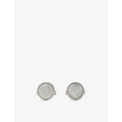 Reiss Mens Silver Digby Ridged Metal Cufflinks In Gray