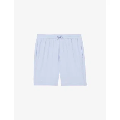 Reiss Mens Soft Blue Ajay Seersucker Stretch-woven Shorts