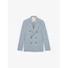 Reiss Soft Blue Belmont Db Double-breasted Textured Suit Blazer With Wool Slim-fit In Blue