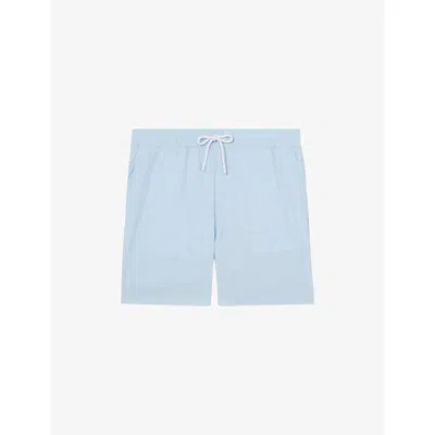 Reiss Mens  Cliff Drawstring Swim Shorts In Soft Blue