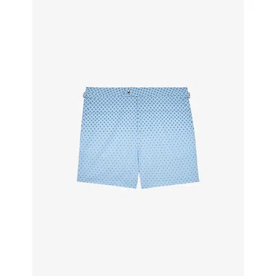 Reiss Darli Gradient Geo Print Side Adjuster Swim Trunks In Blue