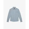 Reiss Mens Soft Blue Kappo Patch-pocket Stretch-cotton Overshirt