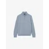 Reiss Mens Blackhall Half-zip Funnel-neck Wool Knitted Jumper Soft Blue Melange Xxl