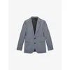 Reiss Mens Reef Notch-lapel Single-breasted Checked Linen Blazer Soft Blue In Gray