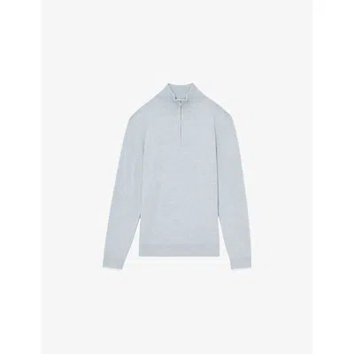 Reiss Mens Soft Blue Swinley Half-zip Knitted Jumper Xs
