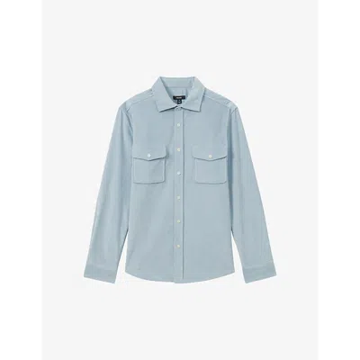 Reiss Mens  Tucci Chest-pocket Corduroy Overshirt In Soft Blue