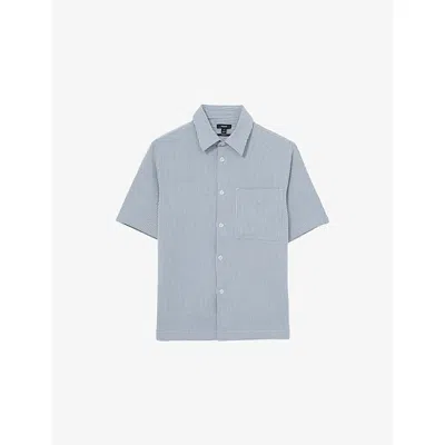 Reiss Mens  Sensei Striped Stretch-woven Shirt In Soft Blue White