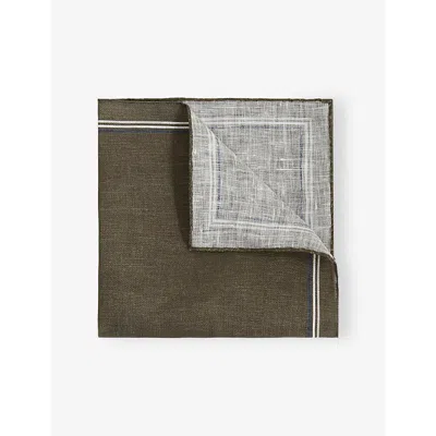 Reiss Mens Soft Brown Fiorello Linen Pocket Squar