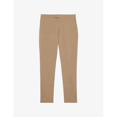 Reiss Mens Soft Camel Brown Found Slim-fit Stretch-woven Trousers