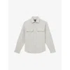 Reiss Mens Soft Grey Melange Camber Chest-pocket Cotton Overshirt Xl