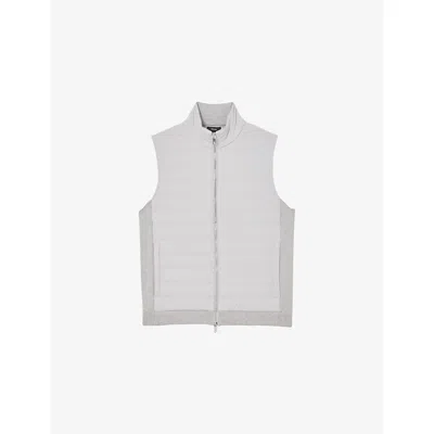 Reiss Mens  Newford Funnel-neck Quilted Gilet In Gray