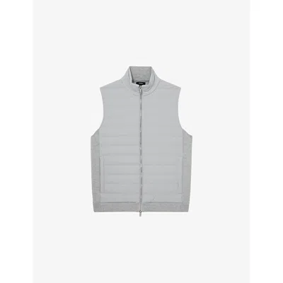 Reiss Mens Soft Grey Newford Zip-through Stretch-woven Gilet In Gray