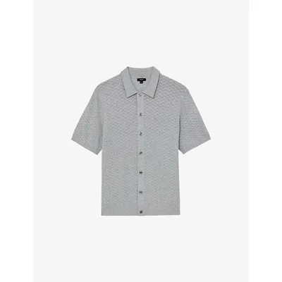 Reiss Mens Soft Grey Phoenix Short-sleeved Knitted Shirt In Gray
