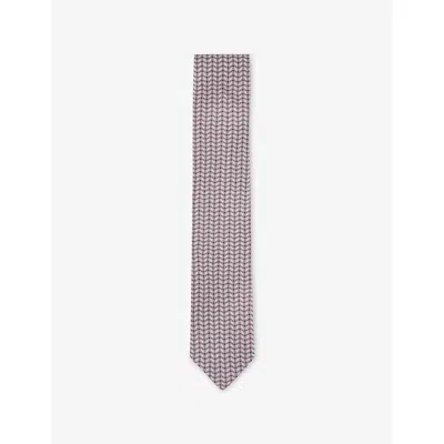 Reiss Mens Soft Pink Bernardo Geometric-pattern Silk T