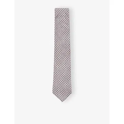 Reiss Mens Soft Pink Santo Medallion-pattern Silk T