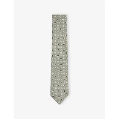 Reiss Mens Soft Sage Cosimo Floral-print Silk T In Green