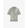 Reiss Mens Laurent Floral-embroidered Stretch-knit Shirt Soft Sage In Gray