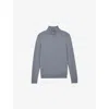 Reiss Mens  Blackhall Half-zip Merino Wool Jumper In Blue