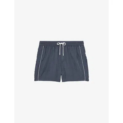 Reiss Breeze Piped Detail Drawstring 3.9 Swim Shorts In Blue