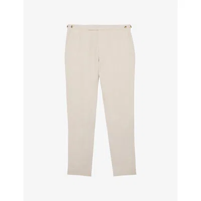Reiss Mens Stone Atlantic Tailored-fit Linen Suit Trousers In Neutral