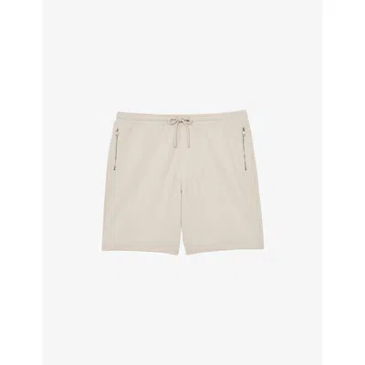 Reiss Mens Stone Barber Drawstring-waist Regular-fit Stretch-jersey Shorts In White