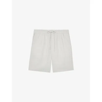 Reiss Mens Stone Barges Drawstring-waist Linen Shorts In White