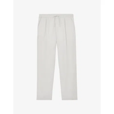 Reiss Mens Stone Barges Drawstring-waist Linen Trousers In White