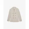 Reiss Mens Stone Belmont Double-breasted Stretch Wool-blend Blazer In Gray