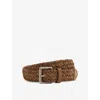 Reiss Mens Stone Charlie Woven Suede Belt