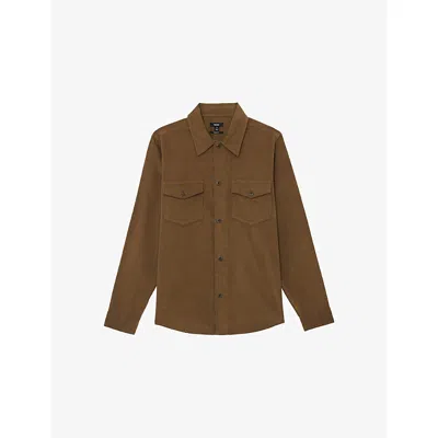 Reiss Mens Stone Kai Patch-pocket Cotton-corduroy Overshirt In Brown