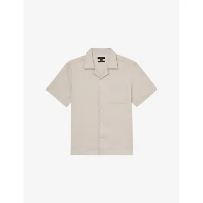 Reiss Mens Nitus Short-sleeved Stretch-woven Shirt Stone