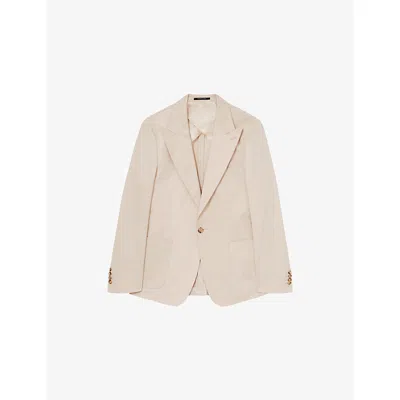 Reiss Mens  Putney Slim-fit Stretch-cotton Blazer In Stone