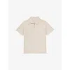 Reiss Mens Stone Winston Zip-neck Short-sleeve Stretch-knit Polo In Neutral