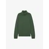 Reiss Green Smoke Wool-blend Ridge-seam Roll-neck Jumper In Green Smoke
