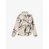 Reiss Abstract Printed Long Sleeve Shirt In Stone
