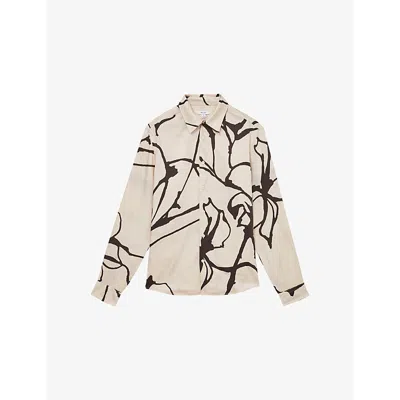 REISS MENS STONE SUAREZ ABSTRACT-PATTERN SATIN SHIRT