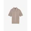 Reiss Mens Taupe Brown Bart Half-zip Stretch-knit Polo Shirt Xs In Taupe Brown