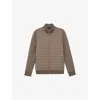 Reiss Mens Taupe Brown Freddie Funnel-neck Quilted Jersey Jacket Xl In Brown