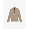 Reiss Mens Hale Half-zip Stretch-jersey Sweatshirt Taupe Brown Xl In Taupe Brown