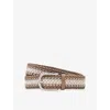 Reiss Mens Taupe Brown Off White Ellis Woven Belt In Brown