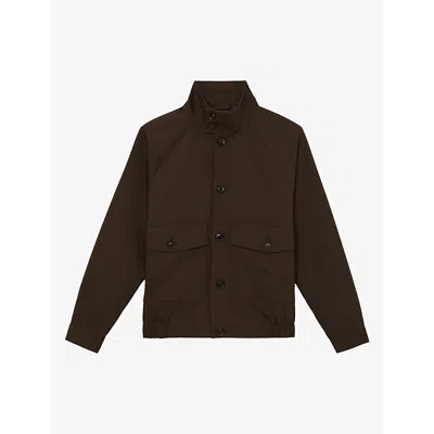Reiss Mens Taupe Brown Romano Cotton-blend Jacket