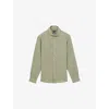 Reiss Mens Thyme Green Ruban Classic Collar Linen Shirt